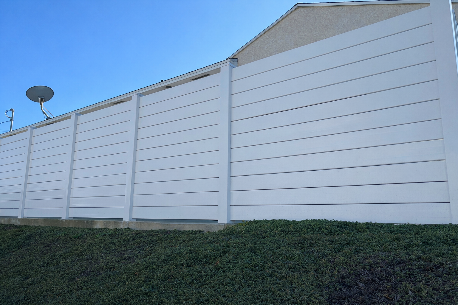 White Semi-Privacy Horizontal Vinyl Fence