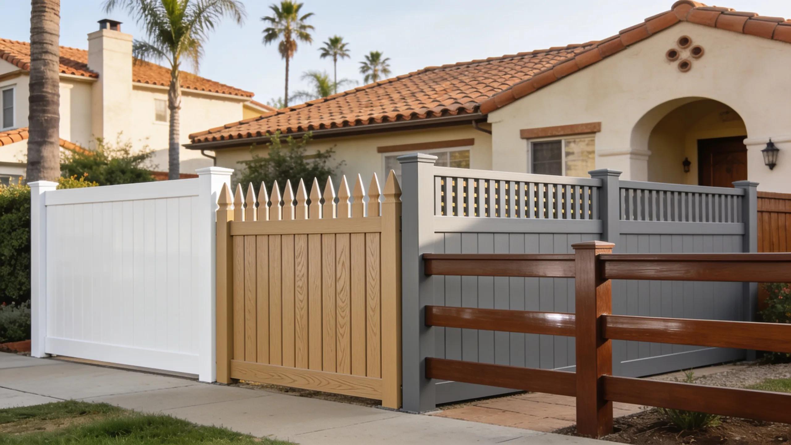 Variety of vinyl fence styles and customization options in Los Angeles County