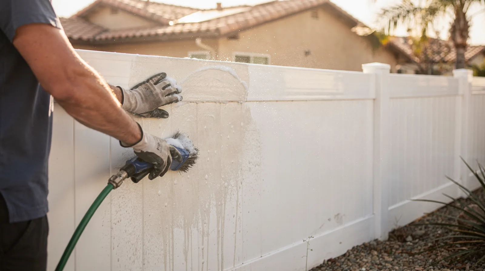 Vinyl fencing requires very little maintenance — occasional cleaning with water is usually sufficient
